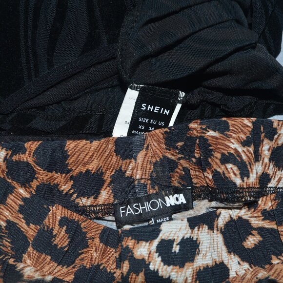 Leopard leggings and long black sleeve shirt women bundle extra small - Picture 3 of 4